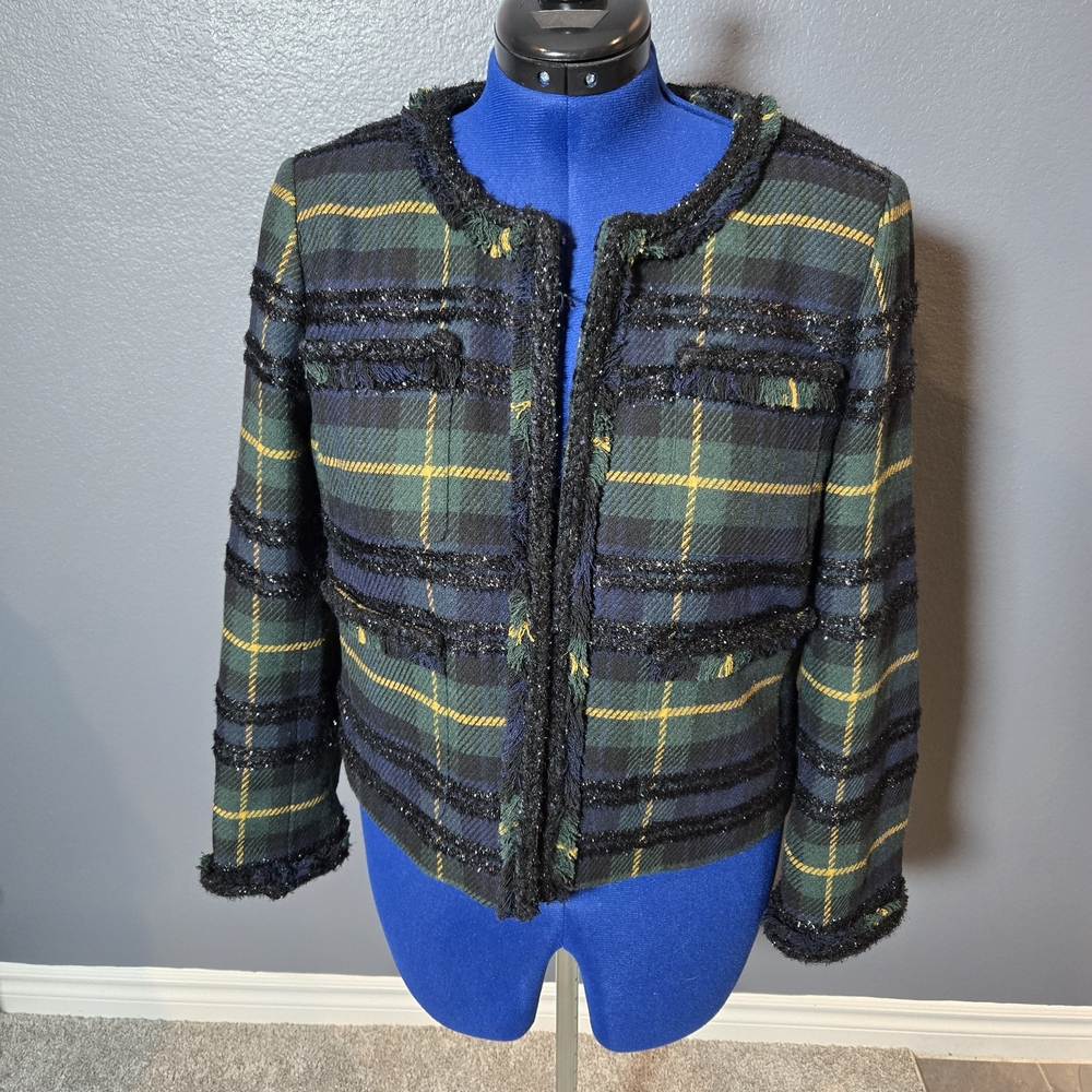 J. Crew Black and Green Plaid Blazer